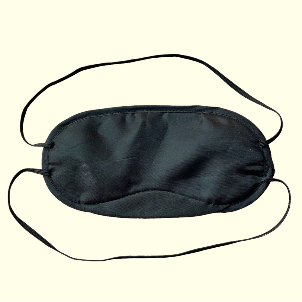 Sleep Eye Mask Blindfold Black Satin Elastic Straps